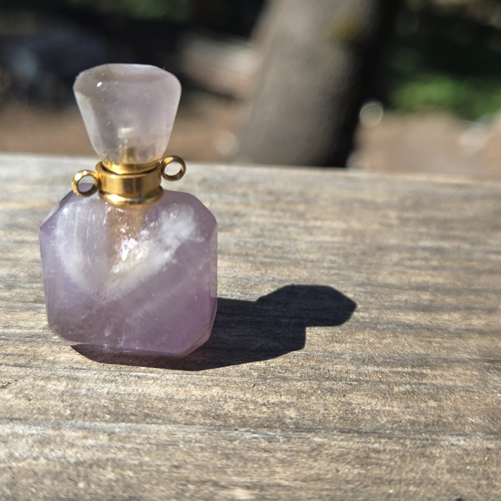 Amethyst Square Crystal Gemstone Bottle Pendant Essential Oil Aroma Therapy - Picture 3 of 5